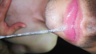 tongue, saliva, lengua , sloopy, sucking, escupir fetish, lengua larga y babeante primer plano