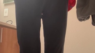 Rubbing my cock through leggings