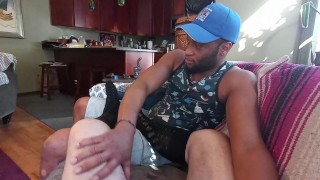 FEET!!! Bear gets feet worshipped and cummed on!!!
