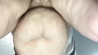 Plump Mature BBW Standing Fuck From Behind. Cum Dripping Fat Pussy