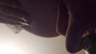 POV bottle fuck. Watch as it slides in and out tight asshole