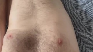 Hairy Masc dude edging a thick white cock