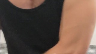 Showing off Abs and Muscles in the Locker Room