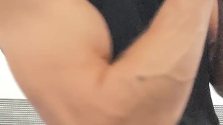 Showing off Abs and Muscles in the Locker Room