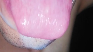tongue, saliva, tongue, sloopy, sucking, spit fetish, long drooling tongue close-up