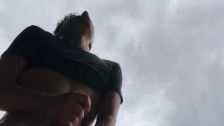 Handjob in the middle of nature
