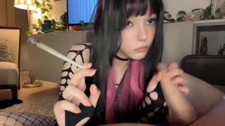 Slutty Stepdaughter sucks daddy's BWC while smoking a fatty (Full vid on my OnlyFans/ManyVids)