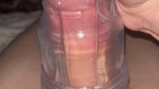 edged teen boy tries fleshlight for the first time, cums instantly