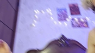 The young twing took all the sperm in his mouth. Amateur blowjob.