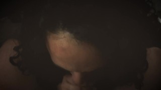 Curly brown chick sucking BWC (POV)