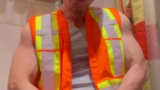 Construction Worker Rides Dildo And Cums