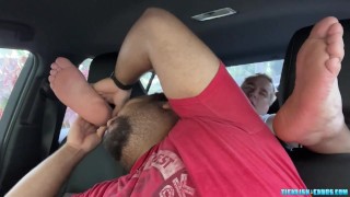 Chub Matt is so happy Devon sniffs his feet for a brief minute