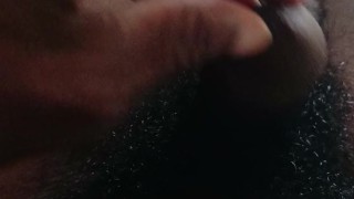 Working my bushy cock and balls watching it grow monsterly rocky throbbing to cum