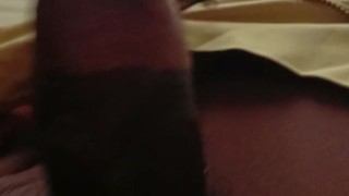 Working my bushy cock and balls watching it grow monsterly rocky throbbing to cum