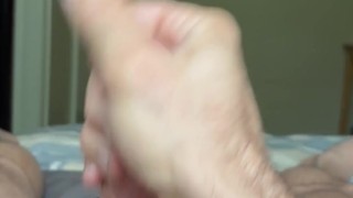 Morning wood - close up wank and cum