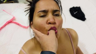 My Colombian sister-in-law comes into my room to suck my cock when her sister is not there