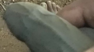 Peeing while enjoying the coolness