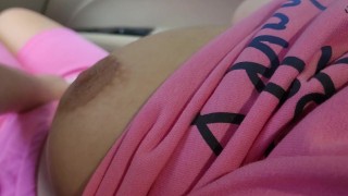I Let Stranger Touch My Big Tits and Pussy in the Car