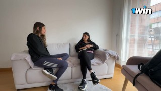 Paying my roommate the rent with lesbian sex