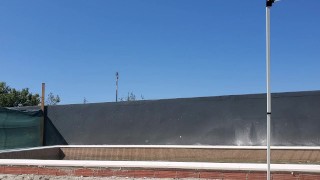 Tanned Mature Naked Poolside J.O. and Cum Howdy