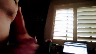 Beautiful shaved throbbing daddy cock busting ropes of semen everywhere