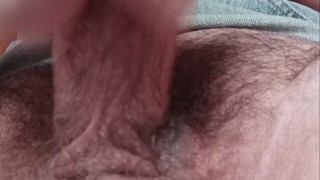 Crossdresser Wearing Denim Skirt Strokes Her Massive Clit