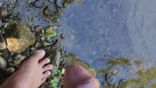 Closeup Pissing in the River