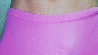 try on haul, Nuevos pantys femeninos color rosa, abdomen marcado pene grande y venozo