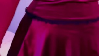 Latina crossdresser showing daddy her outfit