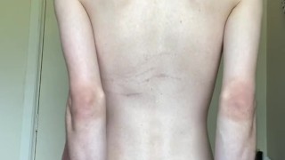 College teen playing with clean shaven ass