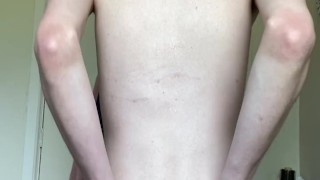 College teen playing with clean shaven ass
