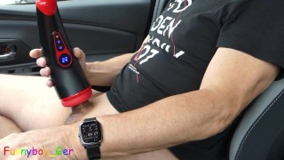 I'm going to try out my new electric masturbator in my car in a parking lot. What will it be like?