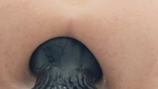 Monster dildo enters completely and fills my tight ass