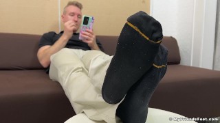 Tired Jock Bax Rubs And Relaxes His Beautiful Size 8 Feet