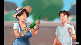 Summertime Saga - Farmer-Girl caught Fucking herself with a huge cucumber - KimmyToons
