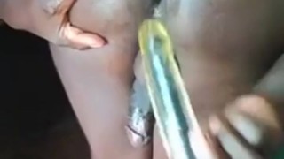 Trying out my new anal toy and peeing