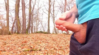 Two huge cumshots in public on a windy day