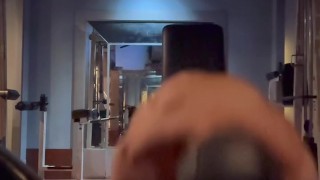 Slave with chastity cage gym time Building muscle