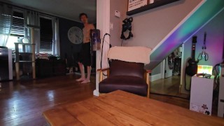 Footjob and mouth full of cum before dinner