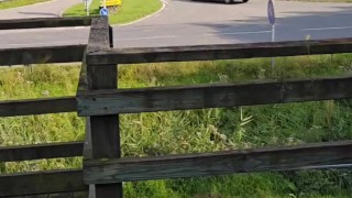 naked in front of cars