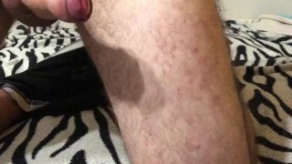 I jerk my big cock for you and play with my hole with my finger. I spew my cum all over your stomach