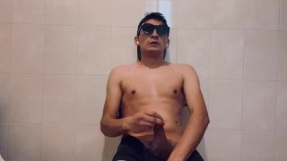 Twink boy smoking and cum with BIG BALLS