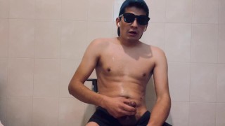 Twink boy smoking and cum with BIG BALLS