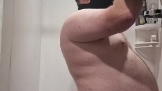 NZ Kiwi Kinky Bear gets fucked in shower with long dildo and fucks blue alien pussy - long version