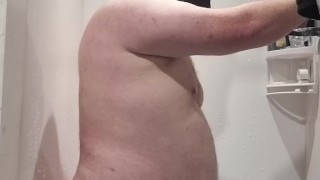 NZ Kiwi Kinky Bear gets fucked in shower with long dildo & fucks blue alien pussy-Short and sped up