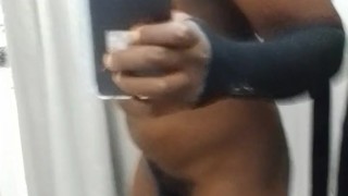 walking out of fitting room and back playing with myself