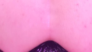 Close up extreme anal stretching with massive knot dildo