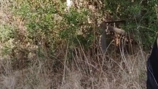 Twink play with his uncut cock outdoor