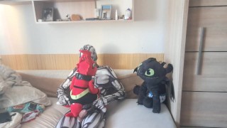 Robot and Guilmon with Toothless