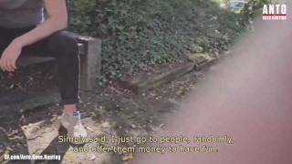 Random hetero married Guy at the park accepts my offer and tries his first gay blowjob at his lunch